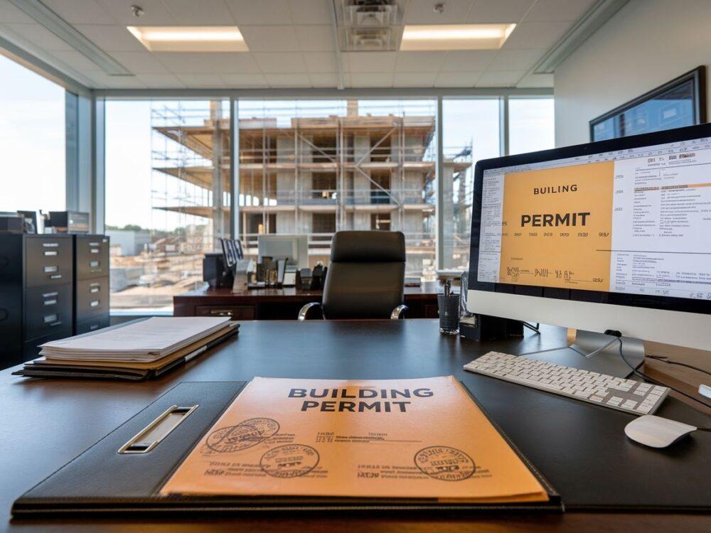 Zbliżenie na pieczęć urzędową na pozwoleniu na budowę